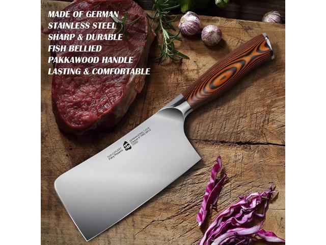 TUO Cutlery 6'' Cleaver Knife - Stainless Steel Meat & Vegetable Chopper, Silver