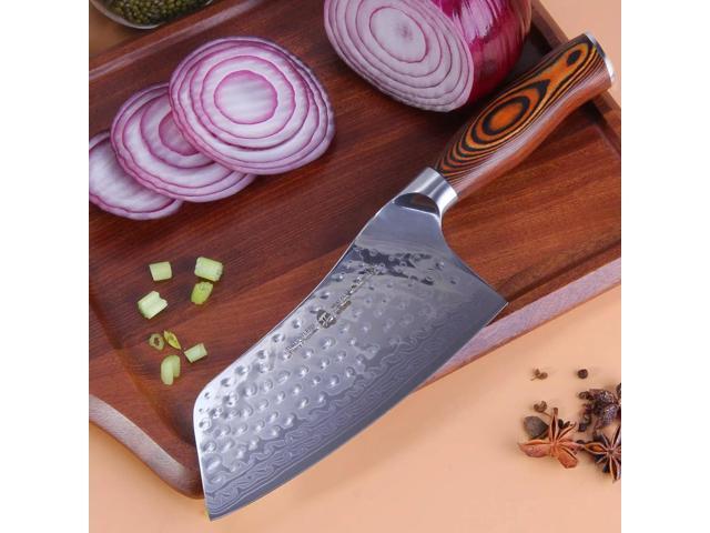 TUO Cutlery 7' Cleaver Knife - Fiery Phoenix Japanese AUS-10 Damascus Steel