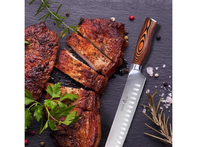 TUO Cutlery 8pcs Knives Set with Wooden Block w/ Pakkawood Handle, Fiery Series