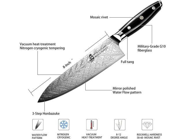 TUO Cutlery High Carbon Stainless Steel Kitchen Chef Knife 8-inch, Black