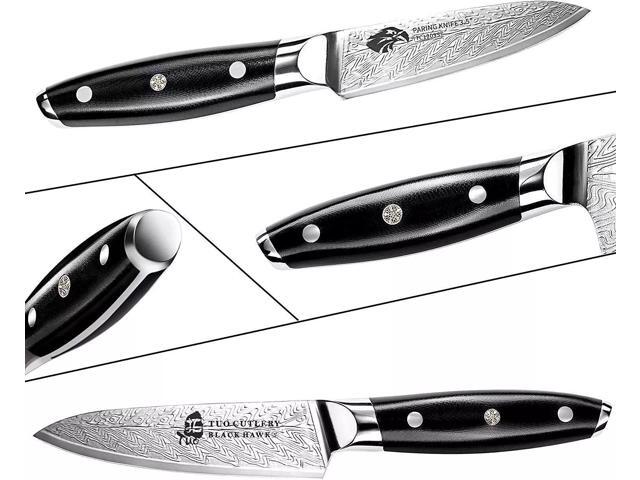 TUO Cutlery 3.5'' Paring Knife - Black Hawk-S Series, Small Chefs Kitchen Knife