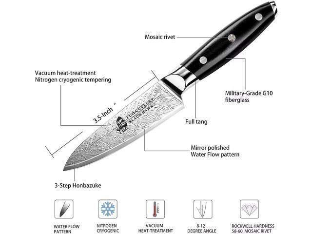 TUO Cutlery 3.5'' Paring Knife - Black Hawk-S Series, Small Chefs Kitchen Knife
