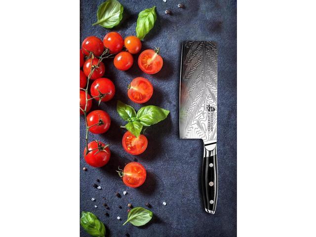 TUO Cutlery 7'' Chinese Cleaver - Black Hawk-S Series, Vegetable & Meat Knife