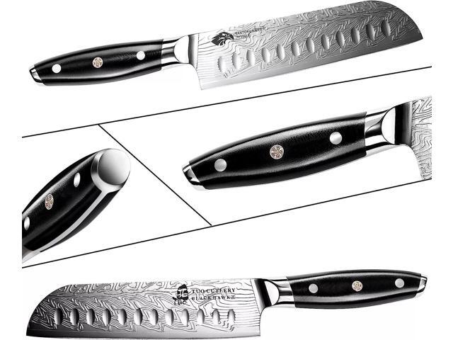 TUO Cutlery 7'' Santoku Knife-Black Hawk-S Series, Japanese Chefs Kitchen Knife