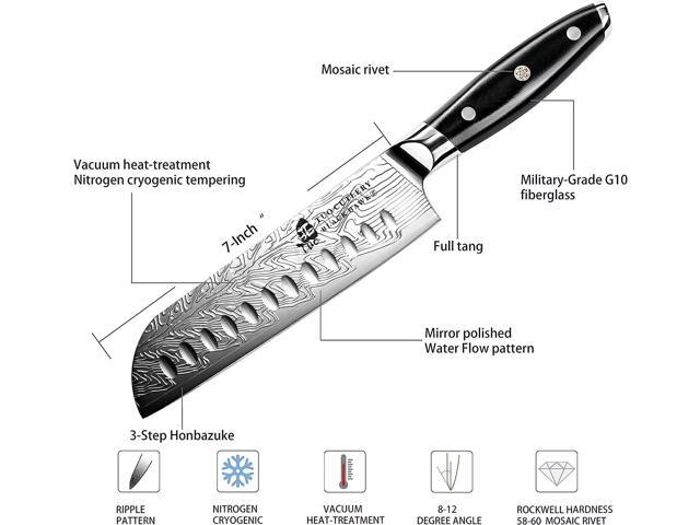 TUO Cutlery 7'' Santoku Knife-Black Hawk-S Series, Japanese Chefs Kitchen Knife