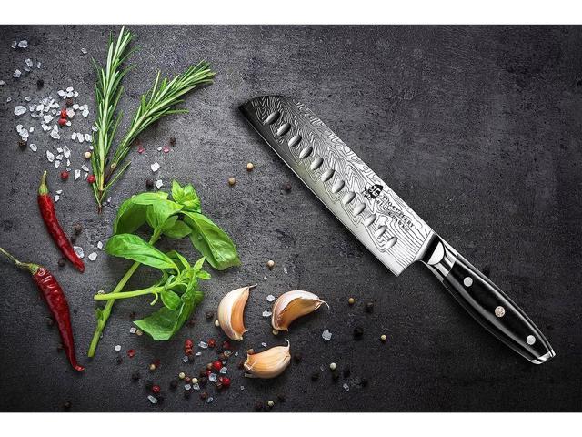 TUO Cutlery 7'' Santoku Knife-Black Hawk-S Series, Japanese Chefs Kitchen Knife