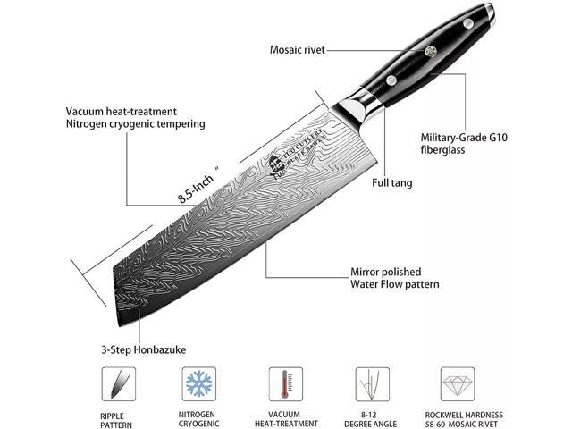 TUO Cutlery Chef's Kitchen Kiritsuke Knife, Black Hawk-S Series, 8.5 inch