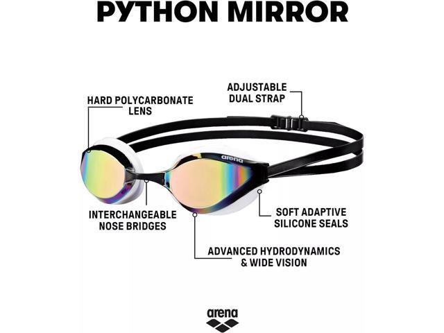 Arena Unisex Python Racing Mirror Lens Anti-Fog Swim Goggles, Copper/White