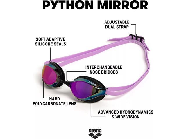 Arena Unisex Python Racing Mirror Lens Anti-Fog Swim Goggles,Violet/Black/Violet