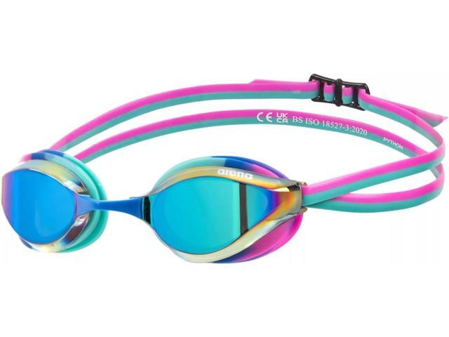 Arena Unisex Python Mirror Lens Anti-Fog Swim Goggles, Turquoise/Water/Fuchsia