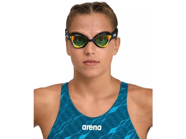 Arena Unisex Adult Cobra Tri Swipe Mirror Lens Swim Goggles, Yellow/Copper/Black