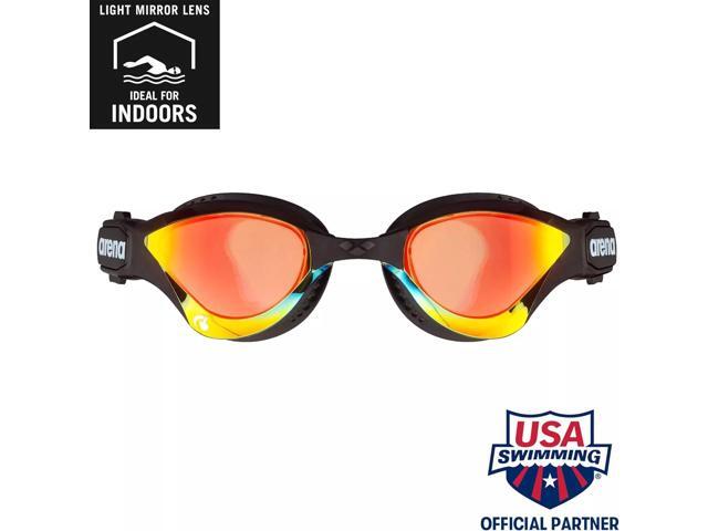 Arena Unisex Adult Cobra Tri Swipe Mirror Lens Swim Goggles, Yellow/Copper/Black