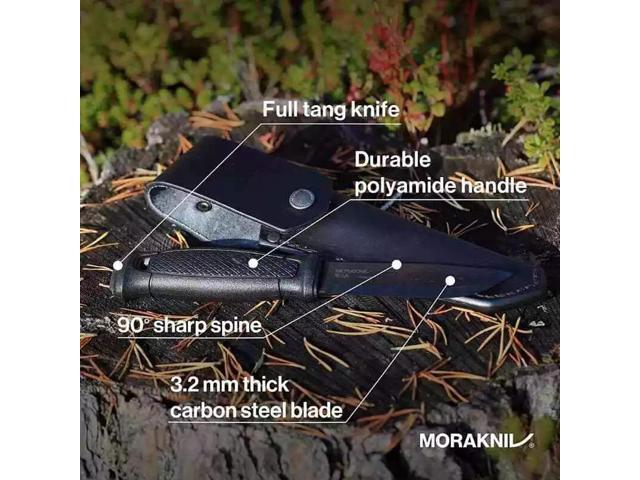 Morakniv Garberg Full Tang Carbon Steel Fixed Blade Knife with Sheath - Black