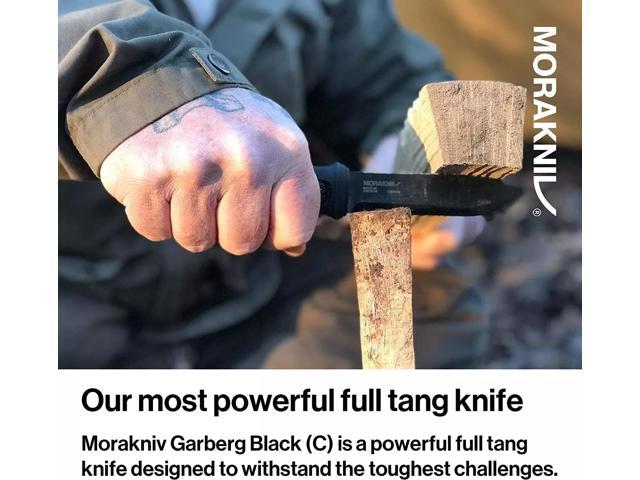 Morakniv Garberg Full Tang Carbon Steel Fixed Blade Knife with Multi-Moun, Black