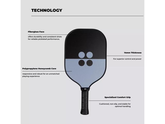 Holbrook Pickleball Midnight Sport Series Pickleball Paddle - Durable Fiberglass Surface
