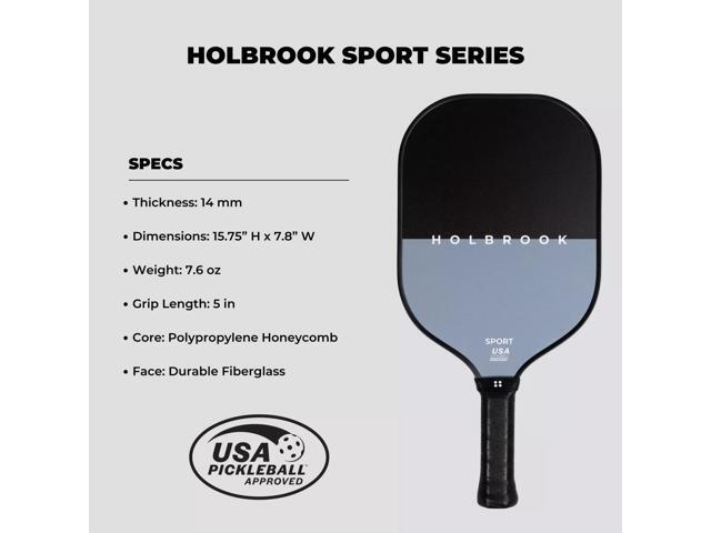 Holbrook Pickleball Midnight Sport Series Pickleball Paddle - Durable Fiberglass Surface
