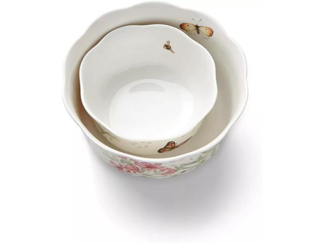 Lenox Butterfly Meadow Chip Resistant Nesting Bowls, Set of 2, Dishwasher Safe