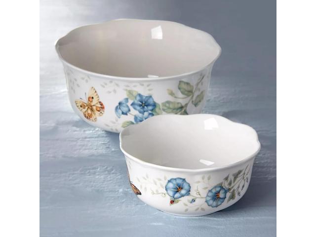 Lenox Butterfly Meadow Chip Resistant Nesting Bowls, Set of 2, Dishwasher Safe