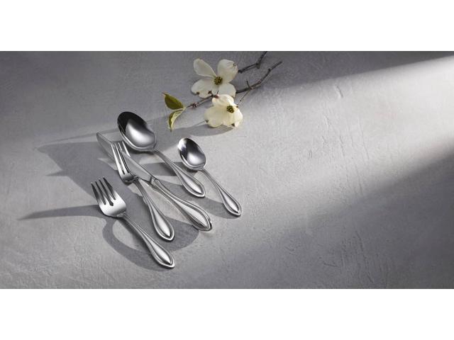 Oneida American Harmony 45 Piece Everyday Flatware, Service for 8, 18/0 Stainless Steel, Silverware Set, Dishwasher Safe, Silver