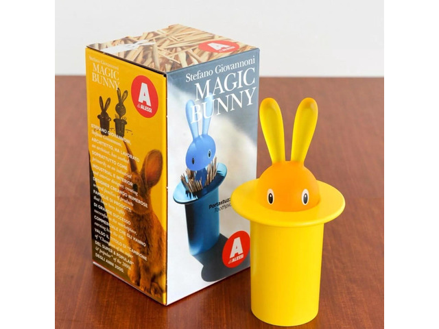 Alessi ASG16 Y Magic Bunny Plastic Toothpick Holder, Yellow