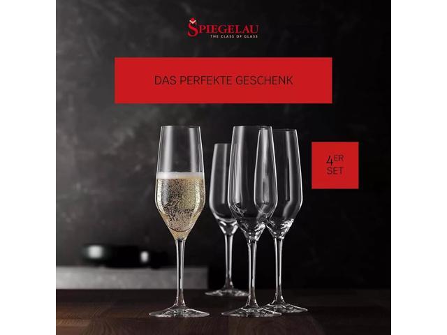 Spiegelau Pack of 4 Style Champagne Flute Wine Glasses, Dishwasher Safe - Clear