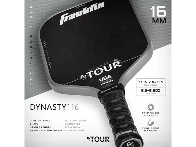 Franklin Sports Pro 16mm FS Tour Series Carbon Fiber Pickleball Paddles, Gray