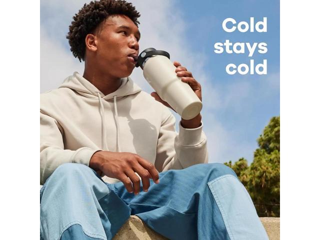 Hydro Flask Vacuum Insulated Wide Mouth Flex Straw Travel Bottle, 32oz, Oat Tan