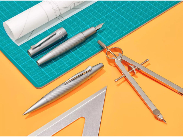 Faber-Castell 148670 E-motion Medium Nib Fountain Pen - Pure Silver