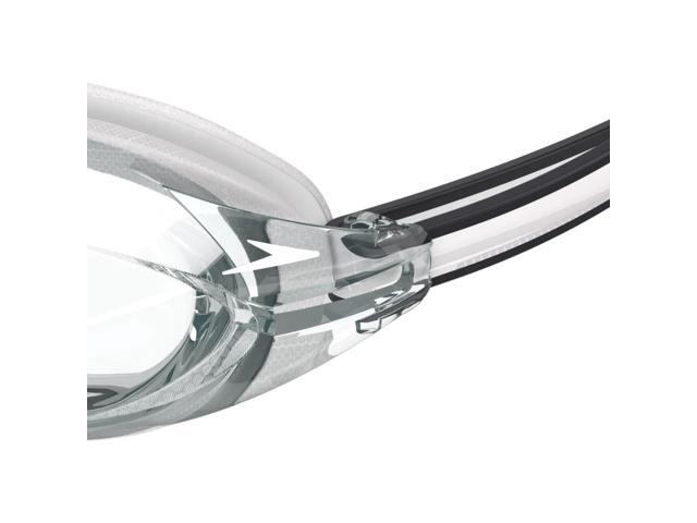 Speedo Vanquisher 3.0 Swimming Slide & Lock Nose Bridge Goggles, Clear/Black
