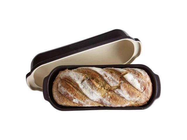 Emile Henry 15' Rectangular Italian Bread Loaf Baker, Dishwasher Safe, Charcoal