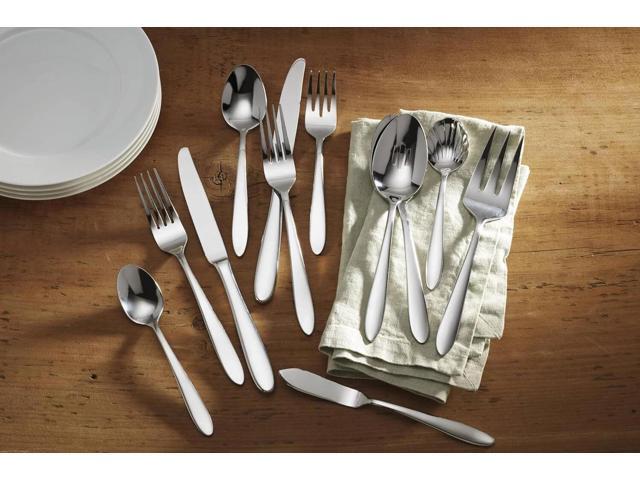 Oneida Mooncrest Stainless Steel 45-Piece Flatware Set, Service for 8, Silver