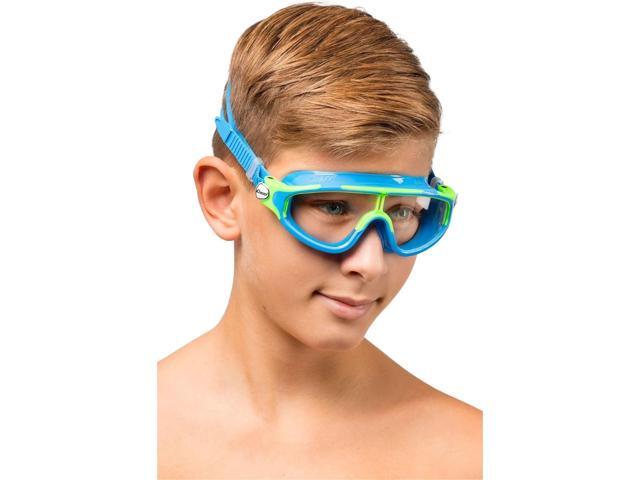 Cressi Kids Wide View Baloo Swimming Goggles, Age 2-7 years, Light Blue/Lime