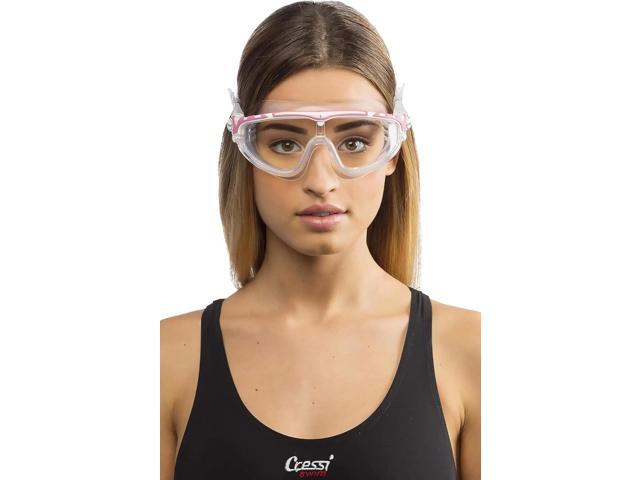 Cressi Adult Wide View Anti-UV Skylight Swimming Goggles, Clear/White/Pink