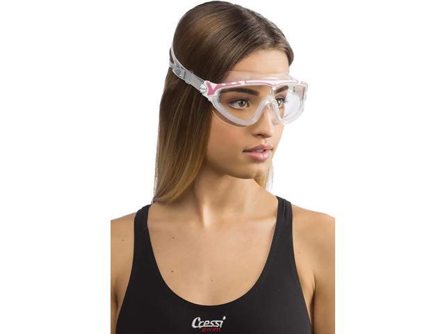 Cressi Adult Wide View Anti-UV Skylight Swimming Goggles, Clear/White/Pink