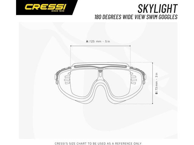 Cressi Adult Wide View Anti-UV Skylight Swimming Goggles, Clear/Black/Grey