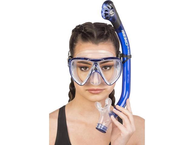 Cressi Ikarus & Orion Dry Silicone Swimming Mask, Translucent Cobalt, One Size