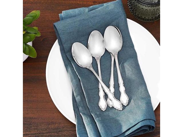 Oneida Dover Fine Flatware Teaspoons, Stainless Steel, Silver, Set of 4