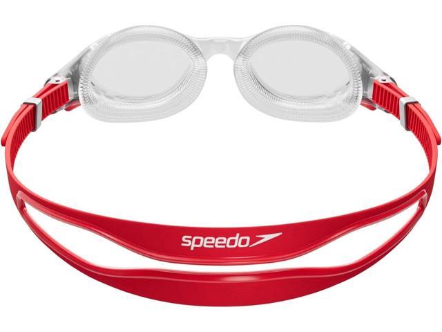 Speedo Unisex-Adult Biofuse 2.0 Swim Goggle, Fed Red/Silver/Clear