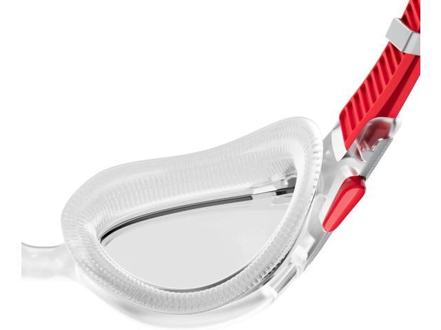 Speedo Unisex-Adult Biofuse 2.0 Swim Goggle, Fed Red/Silver/Clear