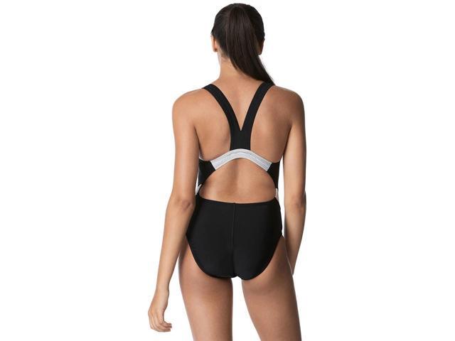 Speedo Women's Swimsuit Creora Highclo Quantum Splice - Fusion Black, Size 6
