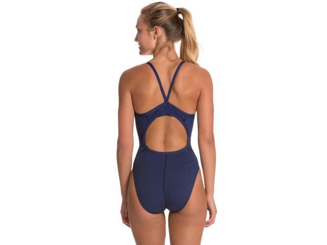 Speedo Women's Solid Flyback Training Swimsuit, Team Navy, Size 30