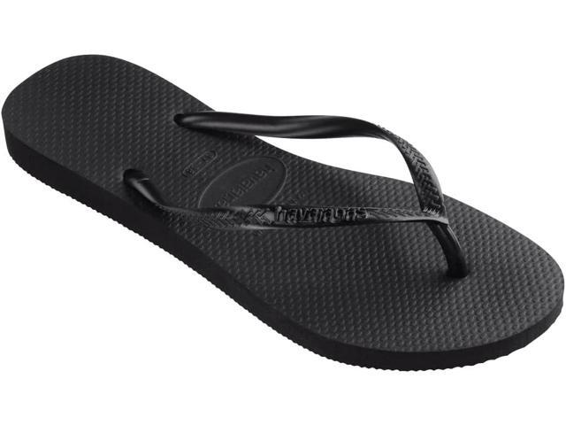 Havaianas Unisex Comfortable Slim Rubber Flip Flop, Black, Size 39/40