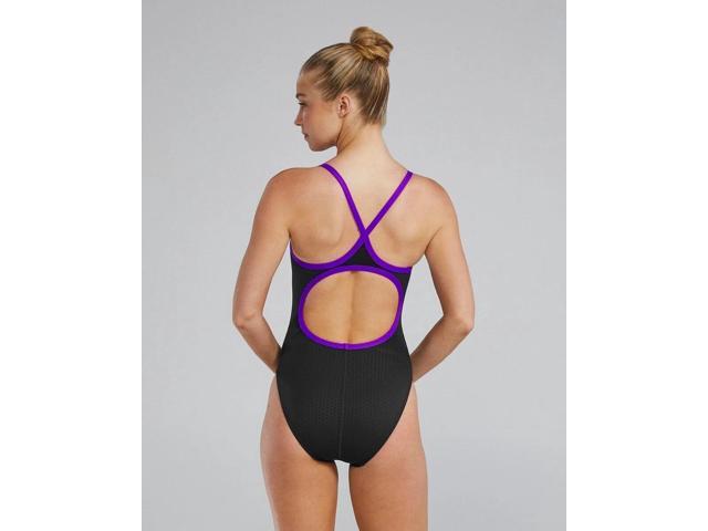 TYR Womens Comfortable Hexa Diamondfit Pull On Swimsuit - Black/Purple, Size 36