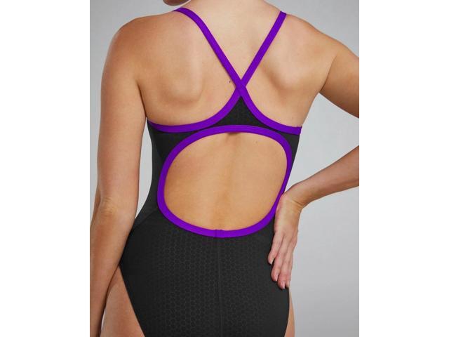 TYR Womens Comfortable Hexa Diamondfit Pull On Swimsuit - Black/Purple, Size 36