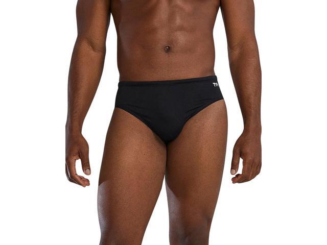 TYR Mens Durafast Elite Racer Brief Comfortable Swimsuit - Black, Size 36