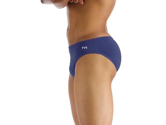 TYR Mens Durafast Elite Racer Brief Comfortable Swimsuit - Navy, Size 28