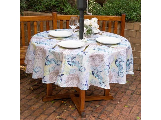 Elrene Home Fashions SeaBiscuit Waterproof, Spill Proof, Tablecloth, Oblong w/ Umbrella hole, 60'x84'