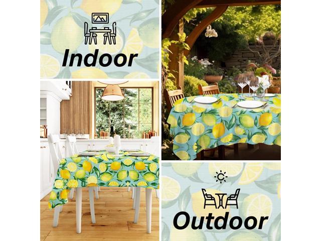 Elrene Home Fashions Lemon Grove Waterproof Stain Resistant Tablecloth, Oblong (Rectangle), 52' x 70'