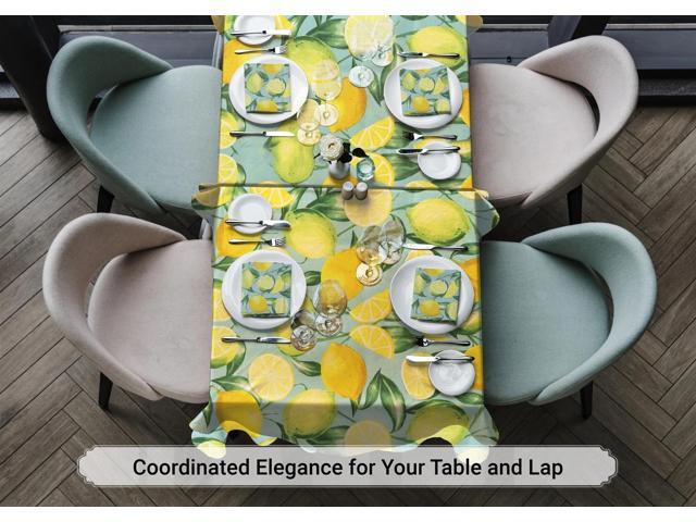 Elrene Home Fashions Lemon Grove Waterproof Stain Resistant Tablecloth, Oblong (Rectangle), 60' x 84'