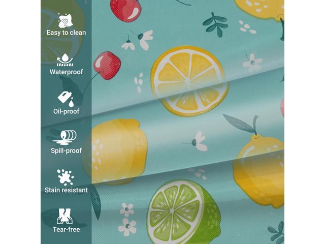 Elrene Home Fashions Lemons & Cherries Waterproof Tablecloth, Oblong (Rectangle), 52' x 70'
